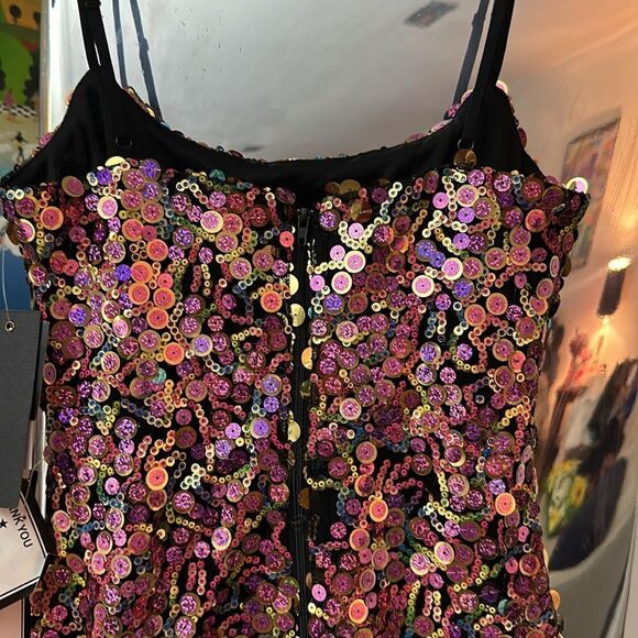 NWT CITY STUDIOS Juniors' Sequinned Sleeveless Bodycon Dress - Picture 8 of 8